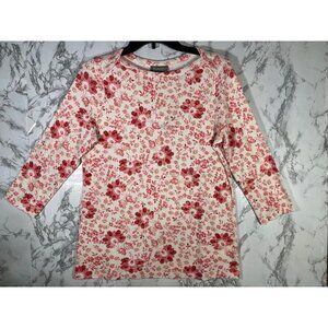 Style & Co Floral Print 3/4 Sleeve Top Size M 100% Supima Cotton